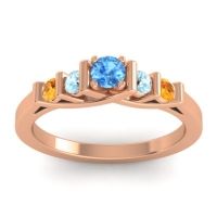 Swiss Blue Topaz Fashion Ring In 18K Rose Gold With Aquamarine And Citrine – Sapallava Dainty Ring