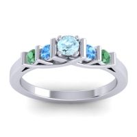 Aquamarine Fashion Ring In 14k White Gold With Swiss Blue Topaz And Emerald – Sapallava Dainty Ring