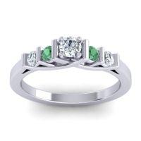 Lab Diamond Fashion Ring In 14k White Gold With Emerald And Diamond – Sapallava Dainty Ring