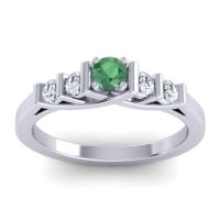 Emerald Fashion Ring In 14k White Gold With Lab Diamond And Diamond – Sapallava Dainty Ring