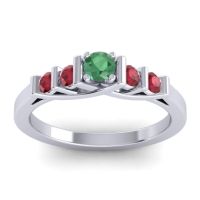 Emerald Fashion Ring In 14k White Gold With Ruby – Sapallava Dainty Ring