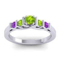 Peridot Fashion Ring In 14k White Gold With Amethyst – Sapallava Dainty Ring