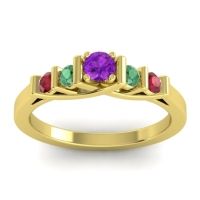 Amethyst Fashion Ring In 18k Yellow Gold With Emerald And Ruby – Sapallava Dainty Ring
