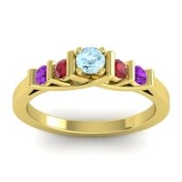 Aquamarine Fashion Ring In 14k Yellow Gold With Ruby And Amethyst – Sapallava Dainty Ring