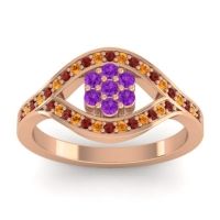 Amethyst Fashion Ring In 14K Rose Gold With Garnet And Citrine – Siktha Simple Ring