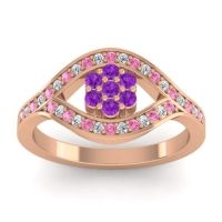 Amethyst Fashion Ring In 14K Rose Gold With Pink Tourmaline And Lab Diamond – Siktha Simple Ring