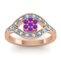 Amethyst Fashion Ring In 14K Rose Gold With Swiss Blue Topaz And Aquamarine – Siktha Simple Ring