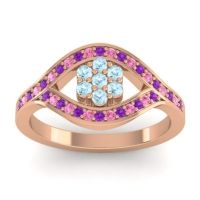 Aquamarine Fashion Ring In 14K Rose Gold With Amethyst And Pink Tourmaline – Siktha Simple Ring