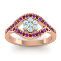 Aquamarine Fashion Ring In 14K Rose Gold With Garnet And Amethyst – Siktha Simple Ring