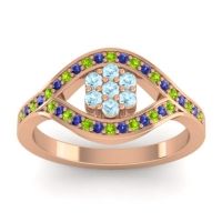 Aquamarine Fashion Ring In 14K Rose Gold With Peridot And Blue Sapphire – Siktha Simple Ring