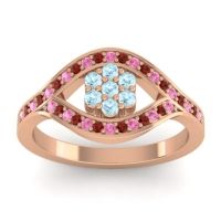 Aquamarine Fashion Ring In 14K Rose Gold With Pink Tourmaline And Garnet – Siktha Simple Ring
