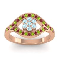 Aquamarine Fashion Ring In 14K Rose Gold With Ruby And Peridot – Siktha Simple Ring