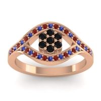 Black Onyx Fashion Ring In 14K Rose Gold With Blue Sapphire And Garnet – Siktha Simple Ring