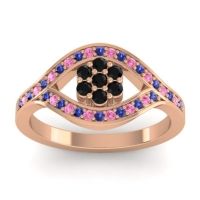 Black Onyx Fashion Ring In 14K Rose Gold With Blue Sapphire And Pink Tourmaline – Siktha Simple Ring