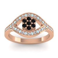 Black Onyx Fashion Ring In 14K Rose Gold With Lab Diamond And Aquamarine – Siktha Simple Ring