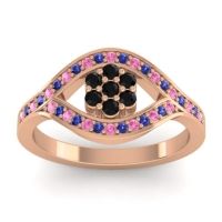 Black Onyx Fashion Ring In 14K Rose Gold With Pink Tourmaline And Blue Sapphire – Siktha Simple Ring