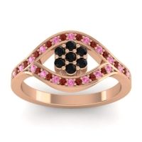 Black Onyx Fashion Ring In 14K Rose Gold With Pink Tourmaline And Garnet – Siktha Simple Ring