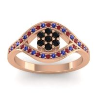 Black Onyx Fashion Ring In 14K Rose Gold With Ruby And Blue Sapphire – Siktha Simple Ring