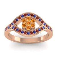 Citrine Fashion Ring In 14K Rose Gold With Blue Sapphire And Garnet – Siktha Simple Ring