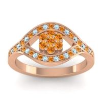 Citrine Fashion Ring In 14K Rose Gold With Aquamarine – Siktha Simple Ring