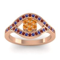 Citrine Fashion Ring In 14K Rose Gold With Garnet And Blue Sapphire – Siktha Simple Ring