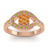 Citrine Fashion Ring In 14K Rose Gold With Pink Tourmaline And Peridot – Siktha Simple Ring