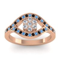 Lab Diamond Fashion Ring In 14K Rose Gold With Swiss Blue Topaz And Black Onyx – Siktha Simple Ring