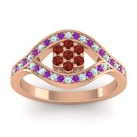 Garnet Fashion Ring In 14K Rose Gold With Aquamarine And Amethyst – Siktha Simple Ring