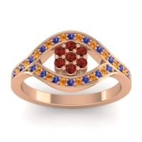 Garnet Fashion Ring In 14K Rose Gold With Blue Sapphire And Citrine – Siktha Simple Ring