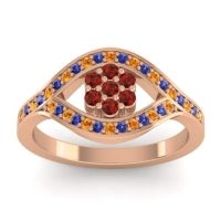 Garnet Fashion Ring In 14K Rose Gold With Citrine And Blue Sapphire – Siktha Simple Ring