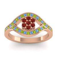 Garnet Fashion Ring In 14K Rose Gold With Peridot And Swiss Blue Topaz – Siktha Simple Ring