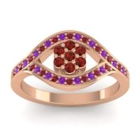 Garnet Fashion Ring In 14K Rose Gold With Ruby And Amethyst – Siktha Simple Ring