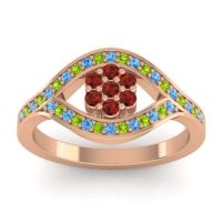 Garnet Fashion Ring In 14K Rose Gold With Swiss Blue Topaz And Peridot – Siktha Simple Ring