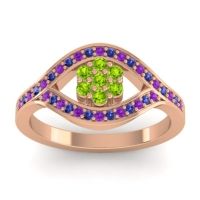 Peridot Fashion Ring In 14K Rose Gold With Amethyst And Blue Sapphire – Siktha Simple Ring