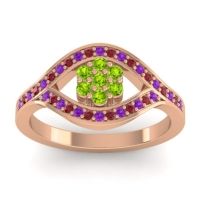 Peridot Fashion Ring In 14K Rose Gold With Amethyst And Ruby – Siktha Simple Ring