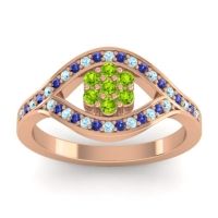 Peridot Fashion Ring In 14K Rose Gold With Aquamarine And Blue Sapphire – Siktha Simple Ring
