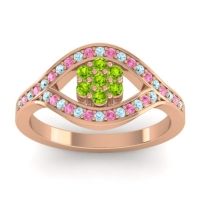 Peridot Fashion Ring In 14K Rose Gold With Aquamarine And Pink Tourmaline – Siktha Simple Ring