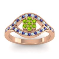 Peridot Fashion Ring In 14K Rose Gold With Blue Sapphire And Aquamarine – Siktha Simple Ring
