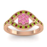 Pink Tourmaline Fashion Ring In 14K Rose Gold With Peridot And Garnet – Siktha Simple Ring