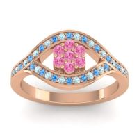 Pink Tourmaline Fashion Ring In 14K Rose Gold With Swiss Blue Topaz And Aquamarine – Siktha Simple Ring