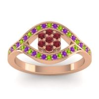 Ruby Fashion Ring In 14K Rose Gold With Peridot And Amethyst – Siktha Simple Ring