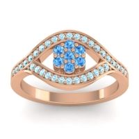 Swiss Blue Topaz Fashion Ring In 14K Rose Gold With Aquamarine – Siktha Simple Ring