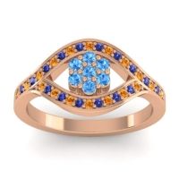 Swiss Blue Topaz Fashion Ring In 14K Rose Gold With Citrine And Blue Sapphire – Siktha Simple Ring