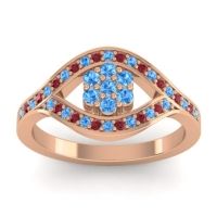 Swiss Blue Topaz Fashion Ring In 14K Rose Gold With Ruby – Siktha Simple Ring