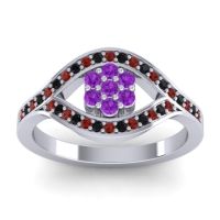 Amethyst Fashion Ring In 14k White Gold With Garnet And Black Onyx – Siktha Simple Ring