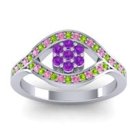 Amethyst Fashion Ring In 14k White Gold With Peridot And Pink Tourmaline – Siktha Simple Ring