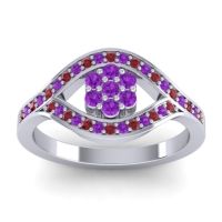Amethyst Fashion Ring In 14k White Gold With Ruby – Siktha Simple Ring