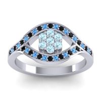 Aquamarine Fashion Ring In 14k White Gold With Black Onyx And Swiss Blue Topaz – Siktha Simple Ring