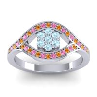 Aquamarine Fashion Ring In 14k White Gold With Citrine And Pink Tourmaline – Siktha Simple Ring