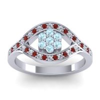 Aquamarine Fashion Ring In 14k White Gold With Lab Diamond And Garnet – Siktha Simple Ring